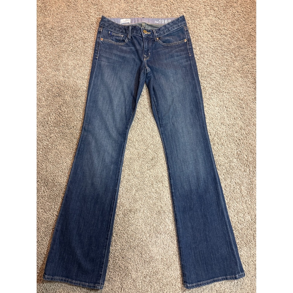 Gap 1969 Real Straight Jeans Womens 26/2 Dark Wash Denim Mid Rise Straight Leg